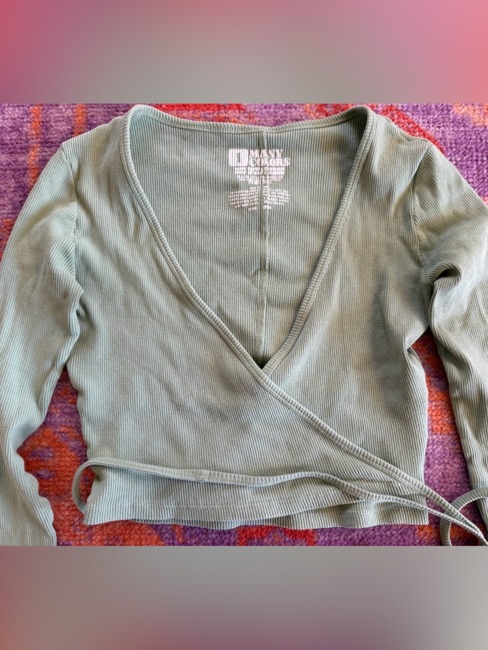 Big Bud Press Sage Green Wrap Crop Top XS petite